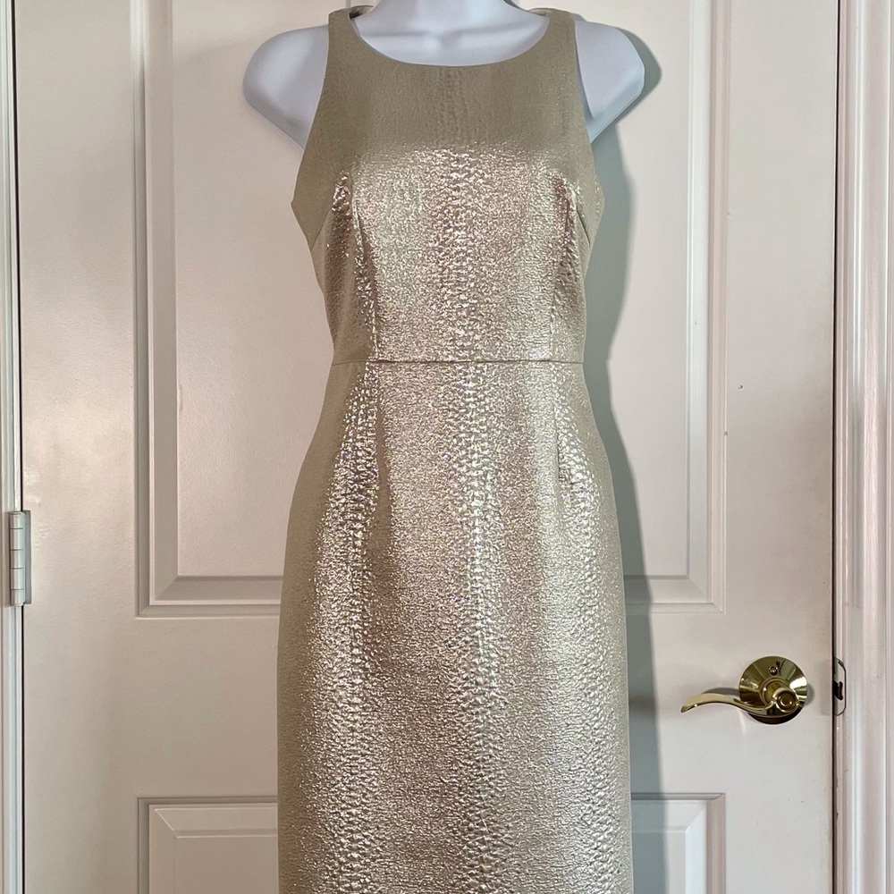 Metallic Silver Gold Reptile Cocktail Dress by Cremieux